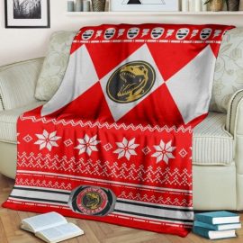 Mighty Morphin Red Power Rangers Ugly Christmas Soft Blanket