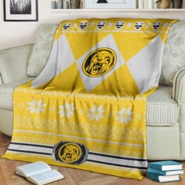 Mighty Morphin Yellow Power Rangers Ugly Christmas Soft Blanket