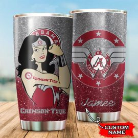 Alabama Crimson Tide Wonder Woman Custom Name Tumbler