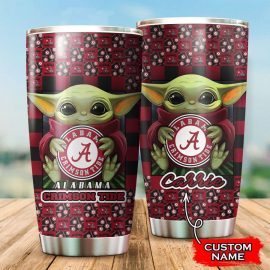 Baby Yoda Love Alabama Crimson Tide Custom Name Tumbler