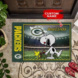 Green Bay Packers Doormats Snoopy NFL Custom Name