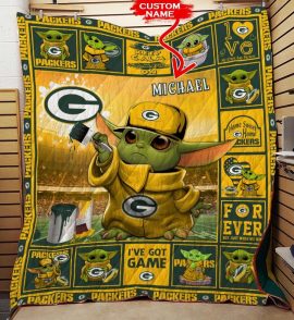 Green Bay Packers Baby Yoda NFL Custom Name Blanket