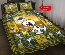 Green Bay Packers Snoopy Custom Name Bedding Set