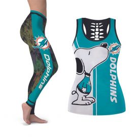 Snoopy Dog Miami Dolphins NFL Tank Top And Legging Set