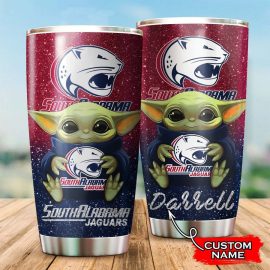 South Alabama Jaguars Baby Yoda Custom Name Tumbler