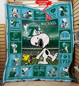 Tulane Green Wave Snoopy NCAA Custom Name Blanket