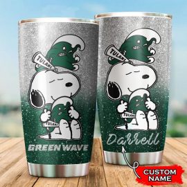 Tulane Green Wave Snoopy Custom Name Tumbler Cups