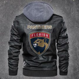 Florida Panthers Nhl Hockey Leather Jacket With Removable Hood