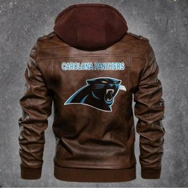Carolina Panthers NFL Football Leather Jacket With Removable Hood