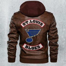 St Louis Blues Nhl Hockey Leather Jacket With Removable Hood