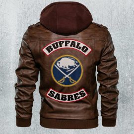Buffalo Sabres Nhl Hockey Leather Jacket With Removable Hood