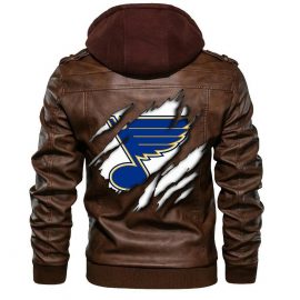 St Louis Blues Nhl Hockey Leather Jacket With Removable Hood