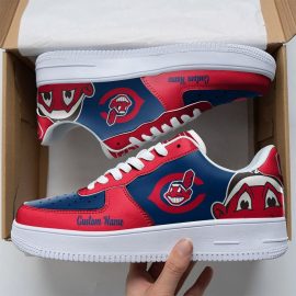 Cleveland Indians Mascot Logo MLB Basebball Custom Air Force 1 AF1 Sneakers