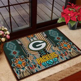 Green Bay Packers Logo Native American Fabric Entrance Doormat