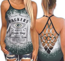 Green Bay Packers NFL Active Workout Criss Cross Tank Tops
