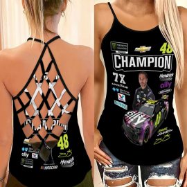 Jimmie Johnson Champion 7X Chevrolet Ally 48 Legend Racer Criss Cross Tanktop