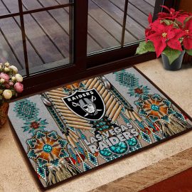Las Vegas Raiders Logo Native American Fabric Entrance Doormat