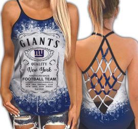 New York Giants NFL Active Workout Criss Cross Tank Tops
