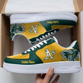 Oakland Athletics Mascot Logo MLB Basebball Custom Air Force 1 AF1 Sneakers