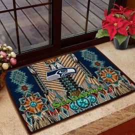 Seattle Seahawks Logo Native American Fabric Entrance Doormat