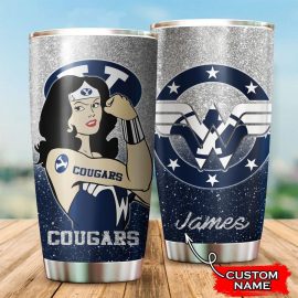 BYU Cougars Wonder Woman Custom Name Tumbler