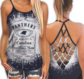 Carolina Panthers NFL Active Workout Criss Cross Tank Tops MH1