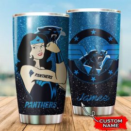 Carolina Panthers Wonder Woman Custom Name Tumbler