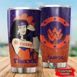 Clemson Tigers Wonder Woman Custom Name Tumbler