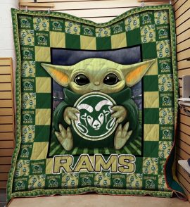Colorado State Rams Baby Yoda Fleece Quilt Blanket