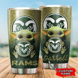 Colorado State Rams Football Baby Yoda Custom Name Tumbler