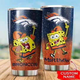 Denver Broncos Custom Name SpongeBob SquarePants Tumbler