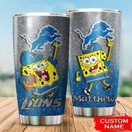 Detroit Lions Custom Name SpongeBob SquarePants Tumbler