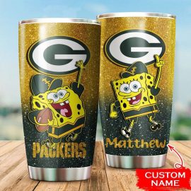 Green Bay Packers Custom Name SpongeBob SquarePants Tumbler