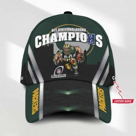 Green Bay Packers NFL Divisional Round Mascot Custom Name Cap