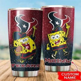 Houston Texans Custom Name SpongeBob SquarePants Tumbler