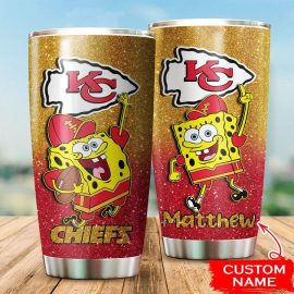 Kansas City Chiefs Custom Name SpongeBob SquarePants Tumbler