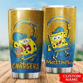 Los Angeles Chargers Custom Name SpongeBob SquarePants Tumbler