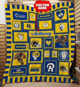 Los Angeles Rams Custom Name Fleece Quilt Blanket
