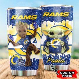 Los Angeles Rams Grogu Groot Custom Name Tumbler