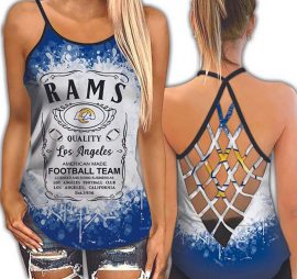 Los Angeles Rams NFL Active Workout Criss Cross Tank Tops MH1