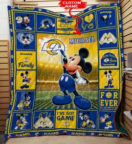 Los Angeles Rams Fleece Quilt Blanket Mickey Mouse NFL 02 Custom Name