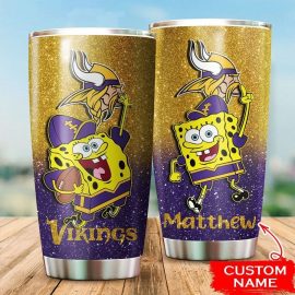 Minnesota Vikings Custom Name SpongeBob SquarePants Tumbler
