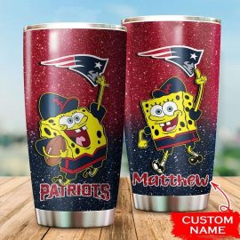 New England Patriots Custom Name SpongeBob SquarePants Tumbler
