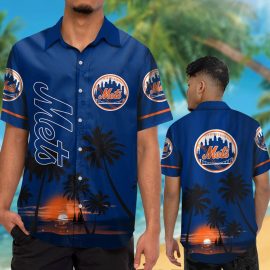 New York Mets Short Sleeve Aloha Hawaiian Shirts
