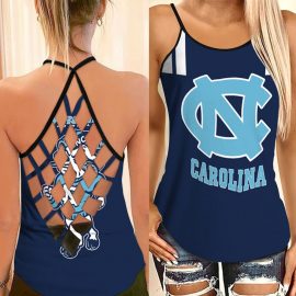 Gift For Wife Gift For Her North Carolina Tar Heels Logo Criss Cross Tanktop