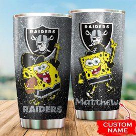 Oakland Raiders Custom Name SpongeBob SquarePants Tumbler