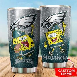Philadelphia Eagles Custom Name SpongeBob SquarePants Tumbler