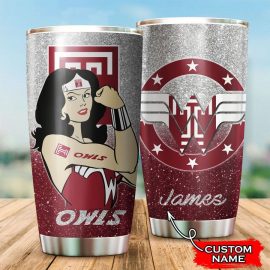 Temple Owls Wonder Woman Custom Name Tumbler