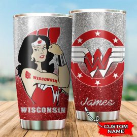 Wisconsin Badgers Wonder Woman Custom Name Tumbler