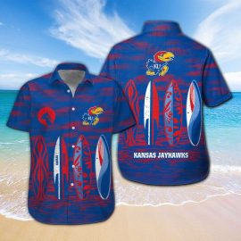 Kansas Jayhawks Short Sleeve Button Up Tropical Aloha Hawaiian Shirts For Men Women